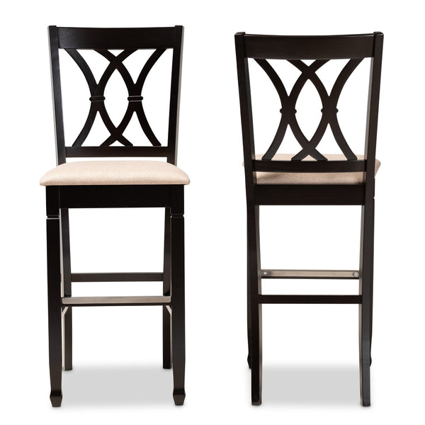Baxton Studio Baxton Studio Calista Modern Bar Stool Set - Sand Upholstery & Espresso Wood Frame, 2 Pieces RH316B-Sand/Dark Brown-BS