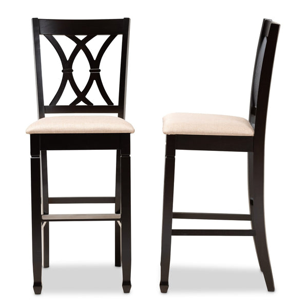 Baxton Studio Baxton Studio Calista Modern Bar Stool Set - Sand Upholstery & Espresso Wood Frame, 2 Pieces RH316B-Sand/Dark Brown-BS