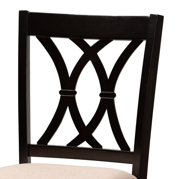 Baxton Studio Baxton Studio Calista Modern Bar Stool Set - Sand Upholstery & Espresso Wood Frame, 2 Pieces RH316B-Sand/Dark Brown-BS