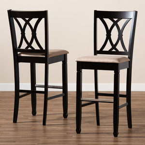 Baxton Studio Baxton Studio Calista Modern Bar Stool Set - Sand Upholstery & Espresso Wood Frame, 2 Pieces RH316B-Sand/Dark Brown-BS