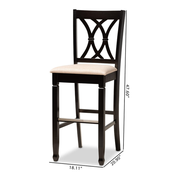 Baxton Studio Baxton Studio Calista Modern Bar Stool Set - Sand Upholstery & Espresso Wood Frame, 2 Pieces RH316B-Sand/Dark Brown-BS