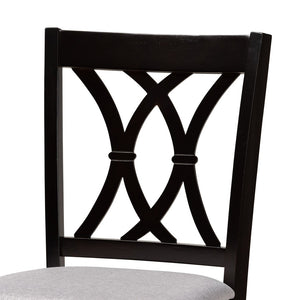 Baxton Studio Baxton Studio Calista 2-Piece Bar Stool Set - Modern Grey Upholstered with Espresso Wood Frame Design RH316B-Grey/Dark Brown-BS