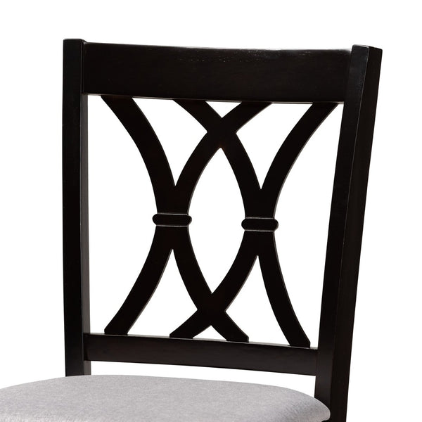 Baxton Studio Baxton Studio Calista 2-Piece Bar Stool Set - Modern Grey Upholstered with Espresso Wood Frame Design RH316B-Grey/Dark Brown-BS