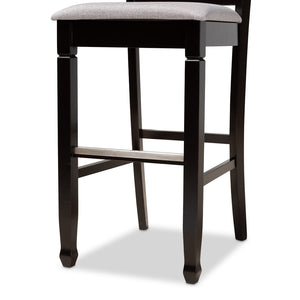 Baxton Studio Baxton Studio Calista 2-Piece Bar Stool Set - Modern Grey Upholstered with Espresso Wood Frame Design RH316B-Grey/Dark Brown-BS