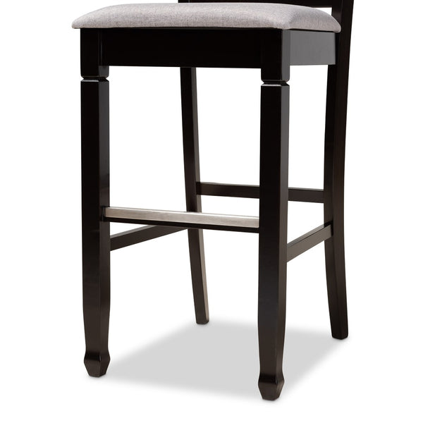 Baxton Studio Baxton Studio Calista 2-Piece Bar Stool Set - Modern Grey Upholstered with Espresso Wood Frame Design RH316B-Grey/Dark Brown-BS