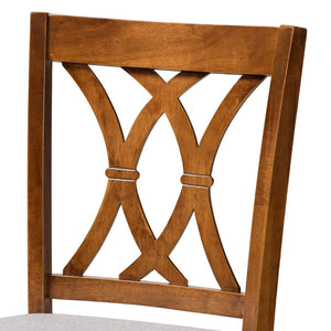 Baxton Studio Baxton Studio Calista Stylish Grey Upholstered Bar Stool Set with Walnut Frame for Modern Spaces RH316B-Grey/Walnut-BS