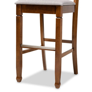 Baxton Studio Baxton Studio Calista Stylish Grey Upholstered Bar Stool Set with Walnut Frame for Modern Spaces RH316B-Grey/Walnut-BS