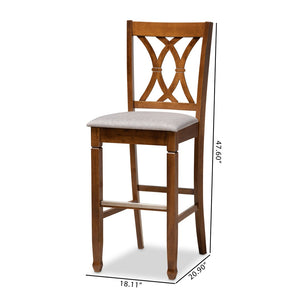 Baxton Studio Baxton Studio Calista Stylish Grey Upholstered Bar Stool Set with Walnut Frame for Modern Spaces RH316B-Grey/Walnut-BS