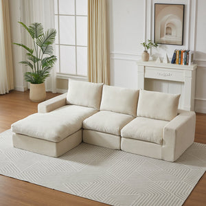 English Elm 99-Inch L-Shaped Corduroy Sectional Sofa With Chaise & 3 Pillows – Modern Comfort For Any Room! W834S00490
