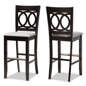 Baxton Studio Baxton Studio Carson 2-Piece Bar Stool Set - Modern Grey Fabric with Espresso Wood Frame, Stylish Comfort RH315B-Grey/Dark Brown-BS