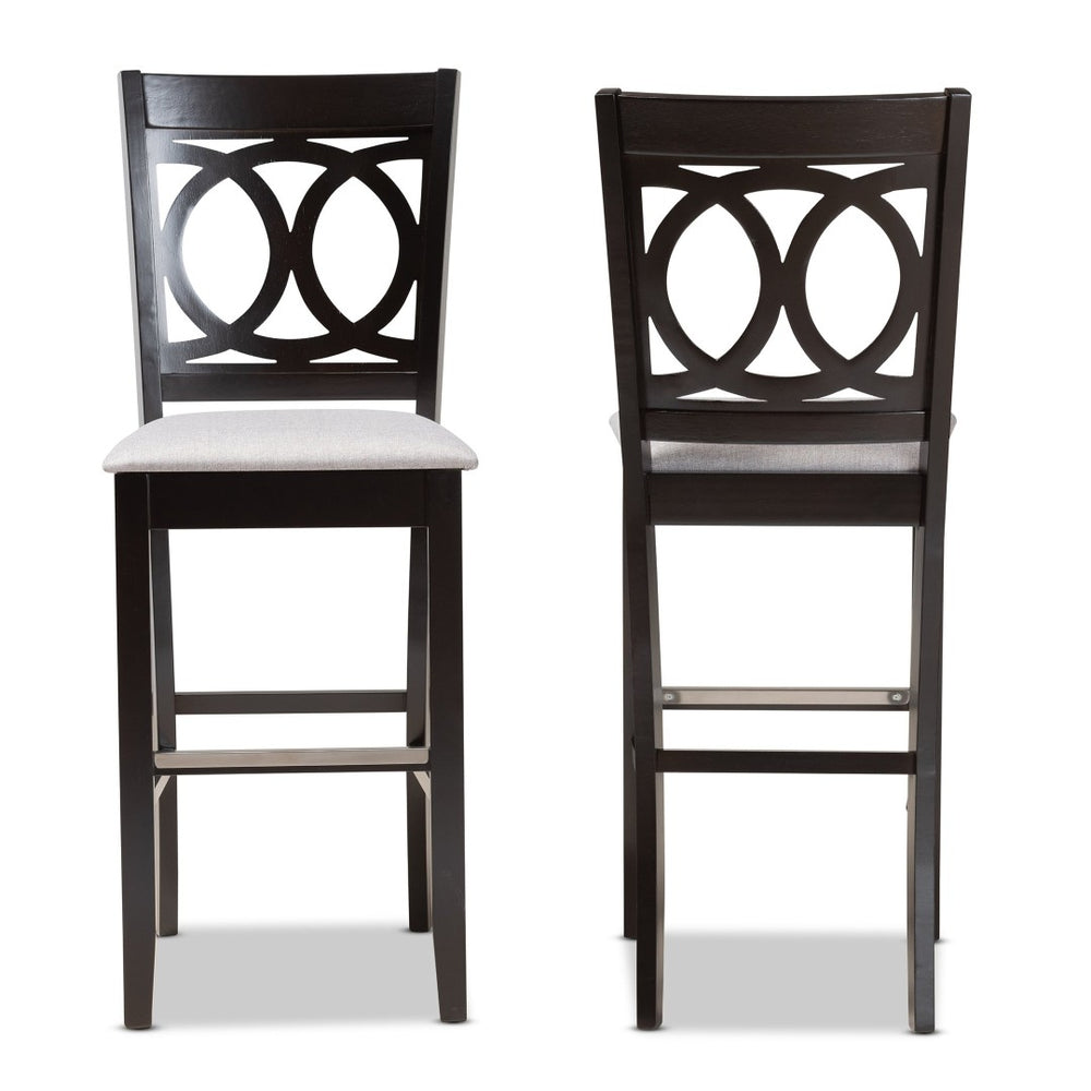 Baxton Studio Baxton Studio Carson 2-Piece Bar Stool Set - Modern Grey Fabric with Espresso Wood Frame, Stylish Comfort RH315B-Grey/Dark Brown-BS