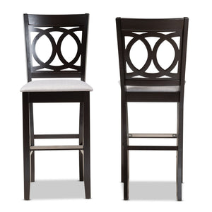 Baxton Studio Baxton Studio Carson 2-Piece Bar Stool Set - Modern Grey Fabric with Espresso Wood Frame, Stylish Comfort RH315B-Grey/Dark Brown-BS