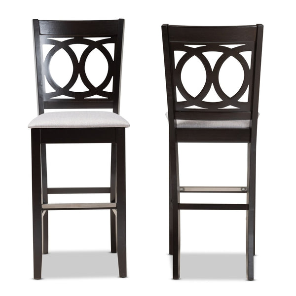 Baxton Studio Baxton Studio Carson 2-Piece Bar Stool Set - Modern Grey Fabric with Espresso Wood Frame, Stylish Comfort RH315B-Grey/Dark Brown-BS