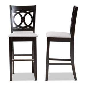 Baxton Studio Baxton Studio Carson 2-Piece Bar Stool Set - Modern Grey Fabric with Espresso Wood Frame, Stylish Comfort RH315B-Grey/Dark Brown-BS