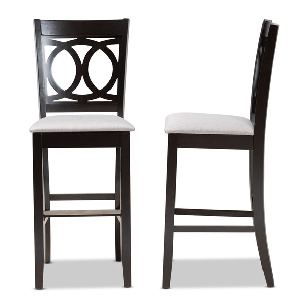 Baxton Studio Baxton Studio Carson 2-Piece Bar Stool Set - Modern Grey Fabric with Espresso Wood Frame, Stylish Comfort RH315B-Grey/Dark Brown-BS