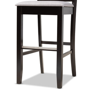 Baxton Studio Baxton Studio Carson 2-Piece Bar Stool Set - Modern Grey Fabric with Espresso Wood Frame, Stylish Comfort RH315B-Grey/Dark Brown-BS
