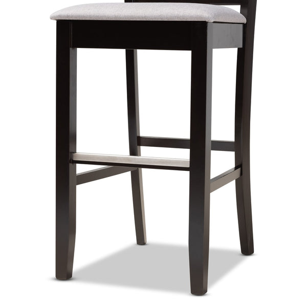 Baxton Studio Baxton Studio Carson 2-Piece Bar Stool Set - Modern Grey Fabric with Espresso Wood Frame, Stylish Comfort RH315B-Grey/Dark Brown-BS