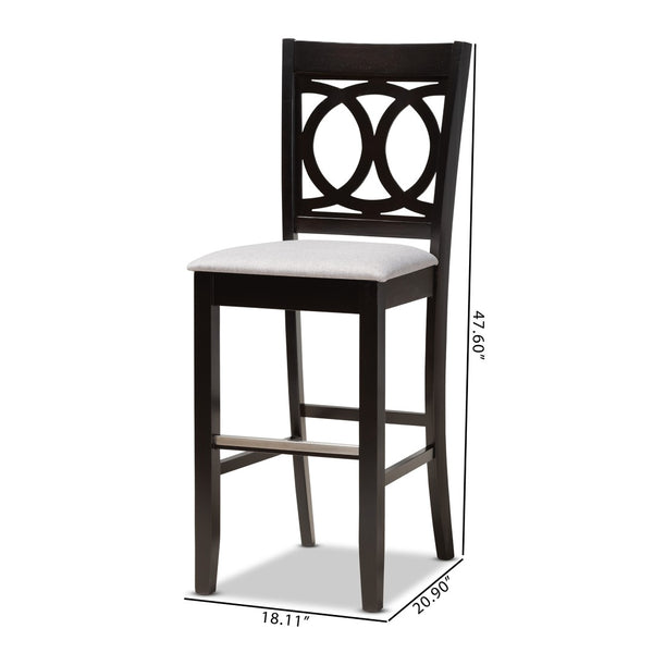 Baxton Studio Baxton Studio Carson 2-Piece Bar Stool Set - Modern Grey Fabric with Espresso Wood Frame, Stylish Comfort RH315B-Grey/Dark Brown-BS