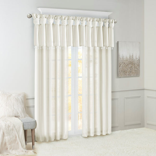 English Elm Twist Faux Silk Lined Window Curtain Panel 50x108" with Twist Tab Top, Luxurious Sheen & Privacy White 2.95 L x 10.04 W x 9.06 H B03598089