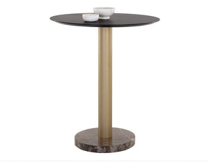 Monaco Bar Table - Gold - Grey Marble / Charcoal Grey 108669 Sunpan