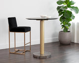 Monaco Bar Table - Gold - Grey Marble / Charcoal Grey 108669 Sunpan