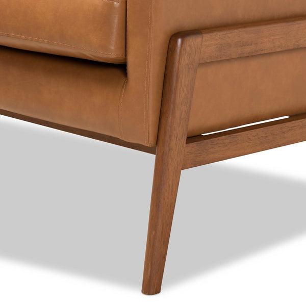 Baxton Studio Baxton Studio Perris Mid-Century Lounge Chair: Tan Faux Leather, Walnut Finish, Stylish Comfort BBT8042-Tan/Walnut-CC