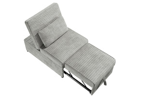 English Elm Convertible Corduroy Sofa Chair with Pull-Out Bed, Plush Throw Pillow, Space-Saving Comfort Grayish 17 L x 32 W x 44 H B089P296905