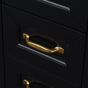 English Elm 36 Inch Bathroom Vanity with Ceramic Sink, Durable MDF & Solid Wood Frame, Soft-Close Doors, Luxe Handles, Ample Organized Storage, Modern Freestanding Design Black N725P314034B