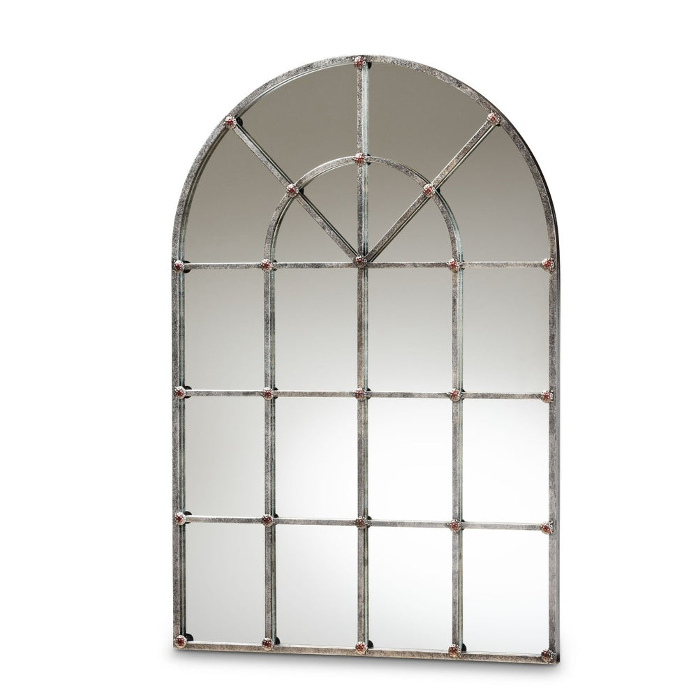 Baxton Studio Baxton Studio Newman Vintage Farmhouse Arched Mirror - Antique Silver Finish for Timeless Elegance RTB1358-2