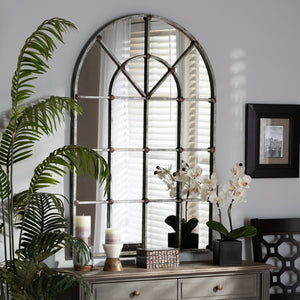 Baxton Studio Baxton Studio Newman Vintage Farmhouse Arched Mirror - Antique Silver Finish for Timeless Elegance RTB1358-2