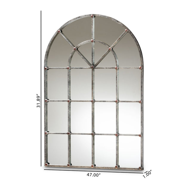 Baxton Studio Baxton Studio Newman Vintage Farmhouse Arched Mirror - Antique Silver Finish for Timeless Elegance RTB1358-2