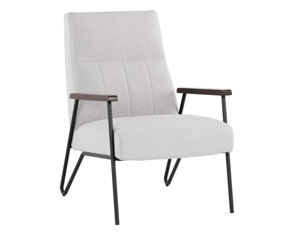 Sunpan Coelho Mid-Century Lounge Chair Vertically Tufted Fabric Seat with Matte Black Steel Base 108727