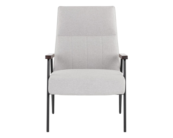 Sunpan Coelho Mid-Century Lounge Chair Vertically Tufted Fabric Seat with Matte Black Steel Base 108727
