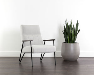 Sunpan Coelho Mid-Century Lounge Chair Vertically Tufted Fabric Seat with Matte Black Steel Base 108727