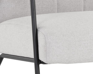 Sunpan Coelho Mid-Century Lounge Chair Vertically Tufted Fabric Seat with Matte Black Steel Base 108727
