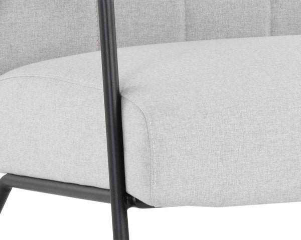 Sunpan Coelho Mid-Century Lounge Chair Vertically Tufted Fabric Seat with Matte Black Steel Base 108727