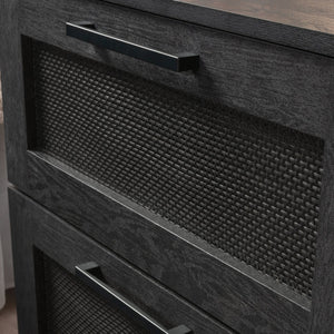 English Elm Night Stand - Sleek Black Finish With Smooth-Glide Drawers For Stylish Bedroom Organization & Storage B356P402747