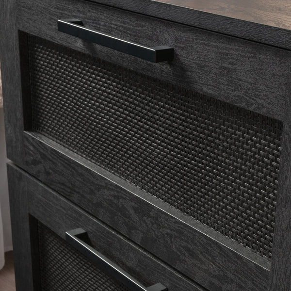 English Elm Night Stand - Sleek Black Finish With Smooth-Glide Drawers For Stylish Bedroom Organization & Storage B356P402747