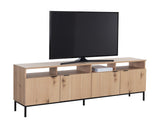 Ambrose Modular Media Console and Cabinet - Rustic Oak - Black 108796 Sunpan