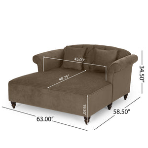 English Elm Christopher Knight Home® - Loveseat Double Chaise Lounge - Elegant Brown Fabric With Button-Tufted Design & Accent Pillows 68104.00AFBRN_68104.00BFBRN