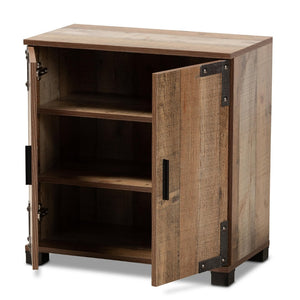 Baxton Studio Baxton Studio Cyrille Rustic Farmhouse Shoe Cabinet with Metal Accents for Stylish Entryway Storage 2-Door ID-SC001-Yosemile Oak-Shoe Rack