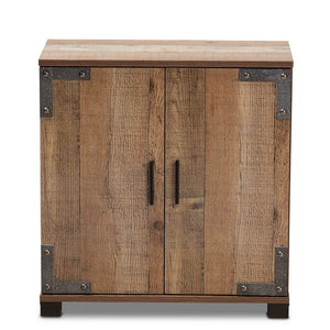 Baxton Studio Baxton Studio Cyrille Rustic Farmhouse Shoe Cabinet with Metal Accents for Stylish Entryway Storage 2-Door ID-SC001-Yosemile Oak-Shoe Rack