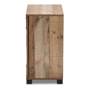 Baxton Studio Baxton Studio Cyrille Rustic Farmhouse Shoe Cabinet with Metal Accents for Stylish Entryway Storage 2-Door ID-SC001-Yosemile Oak-Shoe Rack