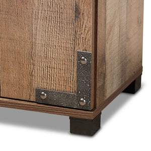 Baxton Studio Baxton Studio Cyrille Rustic Farmhouse Shoe Cabinet with Metal Accents for Stylish Entryway Storage 2-Door ID-SC001-Yosemile Oak-Shoe Rack