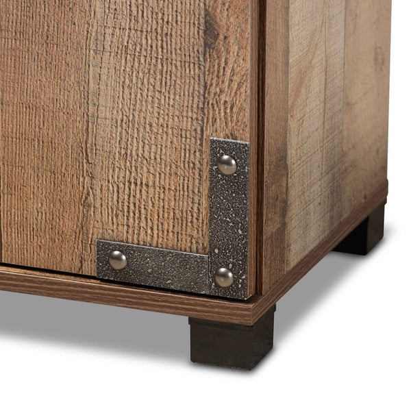 Baxton Studio Baxton Studio Cyrille Rustic Farmhouse Shoe Cabinet with Metal Accents for Stylish Entryway Storage 2-Door ID-SC001-Yosemile Oak-Shoe Rack