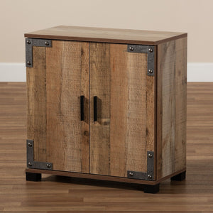 Baxton Studio Baxton Studio Cyrille Rustic Farmhouse Shoe Cabinet with Metal Accents for Stylish Entryway Storage 2-Door ID-SC001-Yosemile Oak-Shoe Rack