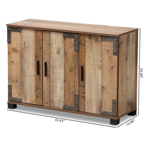 Baxton Studio Baxton Studio Cyrille Rustic Farmhouse Shoe Cabinet with Metal Accents for Stylish Entryway Storage 3-Door ID-SC002-Yosemile Oak-Shoe Rack