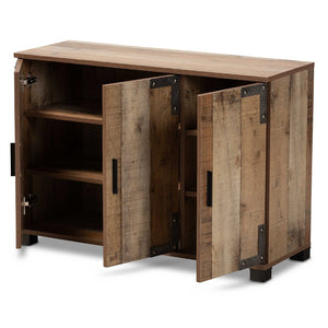Baxton Studio Baxton Studio Cyrille Rustic Farmhouse Shoe Cabinet with Metal Accents for Stylish Entryway Storage 3-Door ID-SC002-Yosemile Oak-Shoe Rack