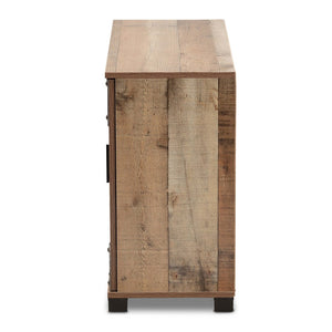 Baxton Studio Baxton Studio Cyrille Rustic Farmhouse Shoe Cabinet with Metal Accents for Stylish Entryway Storage 3-Door ID-SC002-Yosemile Oak-Shoe Rack