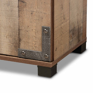 Baxton Studio Baxton Studio Cyrille Rustic Farmhouse Shoe Cabinet with Metal Accents for Stylish Entryway Storage 3-Door ID-SC002-Yosemile Oak-Shoe Rack
